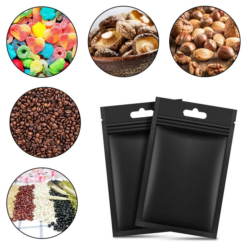 Hestya 200 Pieces Polyester Film Zip Lock Bags Aluminum Foil Bags, Flat Metallic Polyester Film Foil Flat Food Storage Bags Pouch (Black, 8 x 13 cm) - Image 3